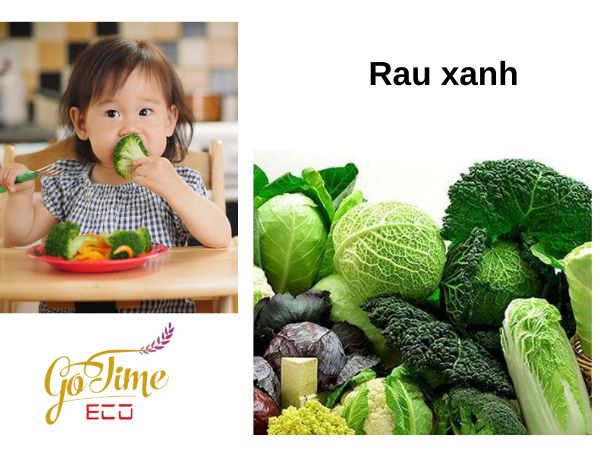 Rau xanh là thực phẩm bổ sung canxi cho bé 